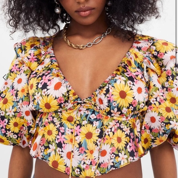 LIKE NEW! FOR LOVE & LEMONS glenn crop top in yellow - xs - Picture 6 of 8